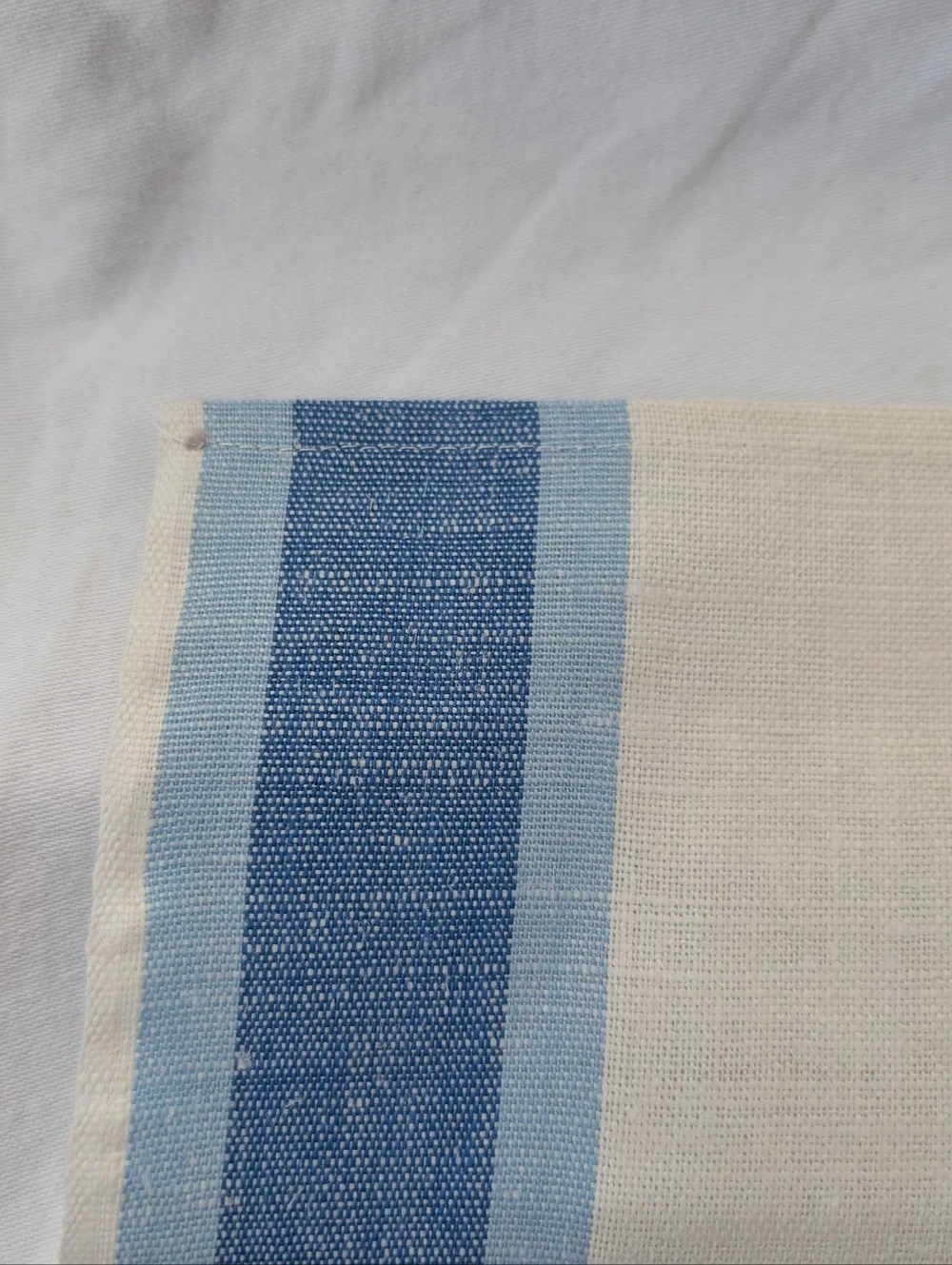 E&M Vardjan Linen German Buttermold Print Blue & Cream Kitchen Towel Vintage